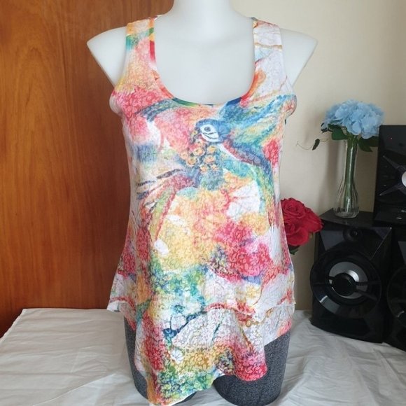 Katies Tops - Katies AU-L Rainbow Colourful Sleeveless Singlet Blouse Top Tee NWOT